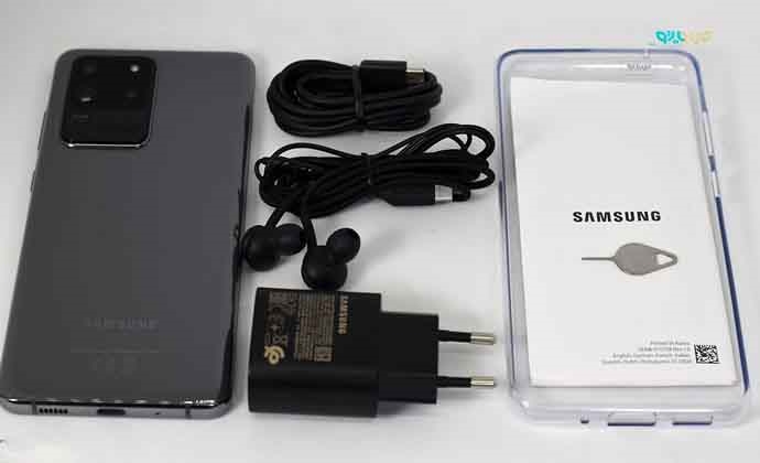 محتویات داخل جعبه گوشی موبایل سامسونگ مدل Galaxy S20 SM-G980F/DS