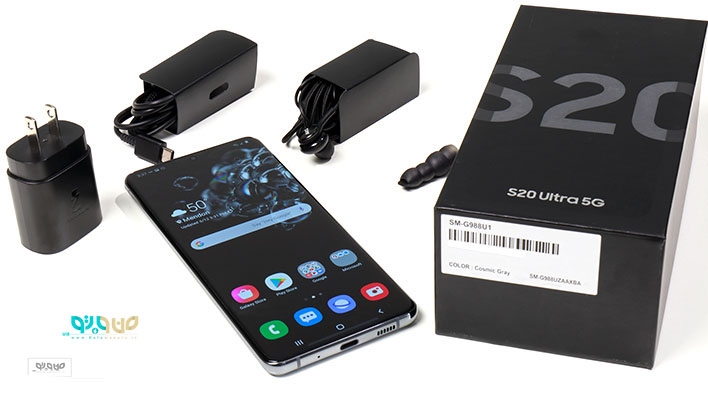 محتویات داخل جعبه گوشی موبایل سامسونگ مدل Galaxy S20 Ultra 5G SM-G988B/DS 